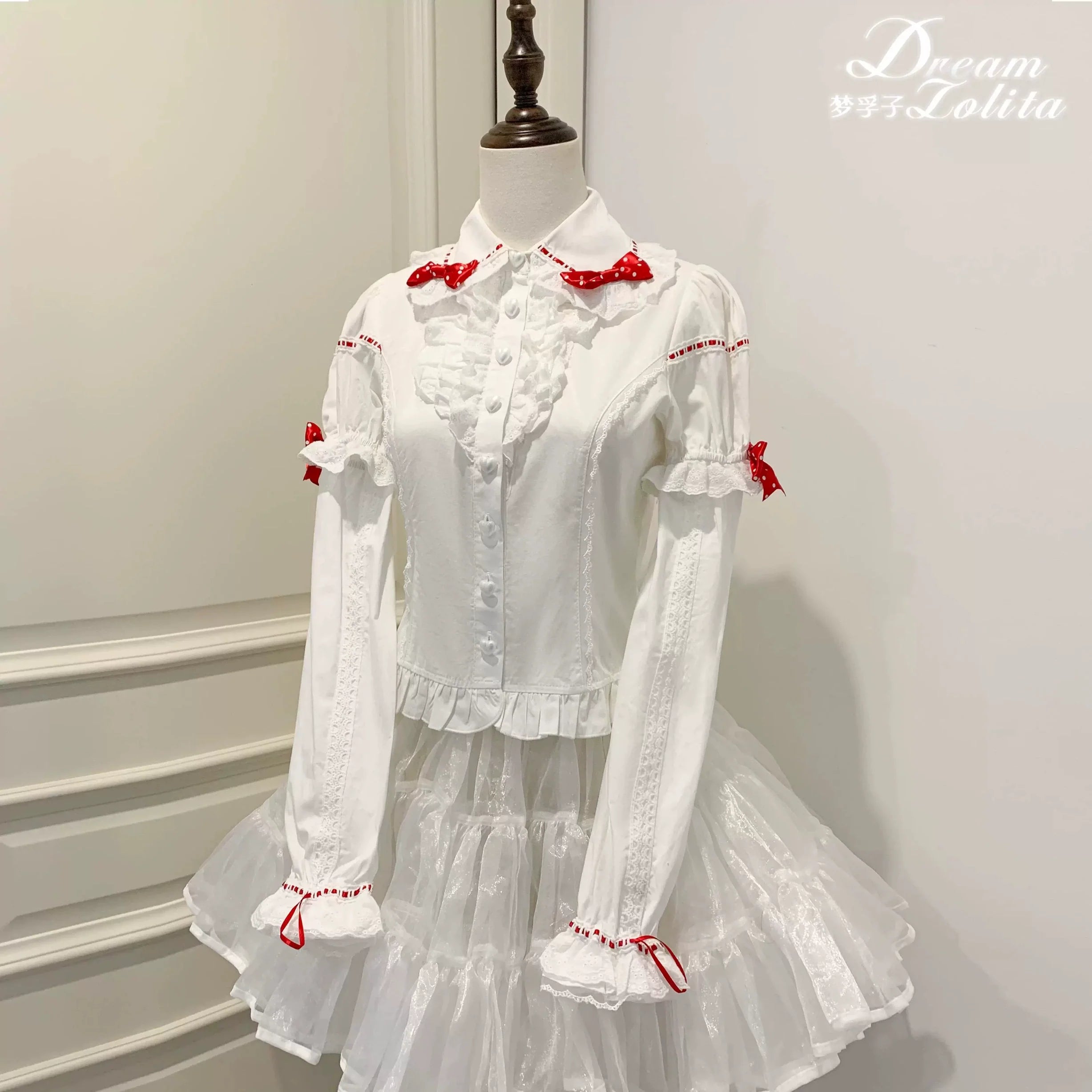 Mengfuzi - Strawberry Pear - official Lolita shirt/removable sleeve