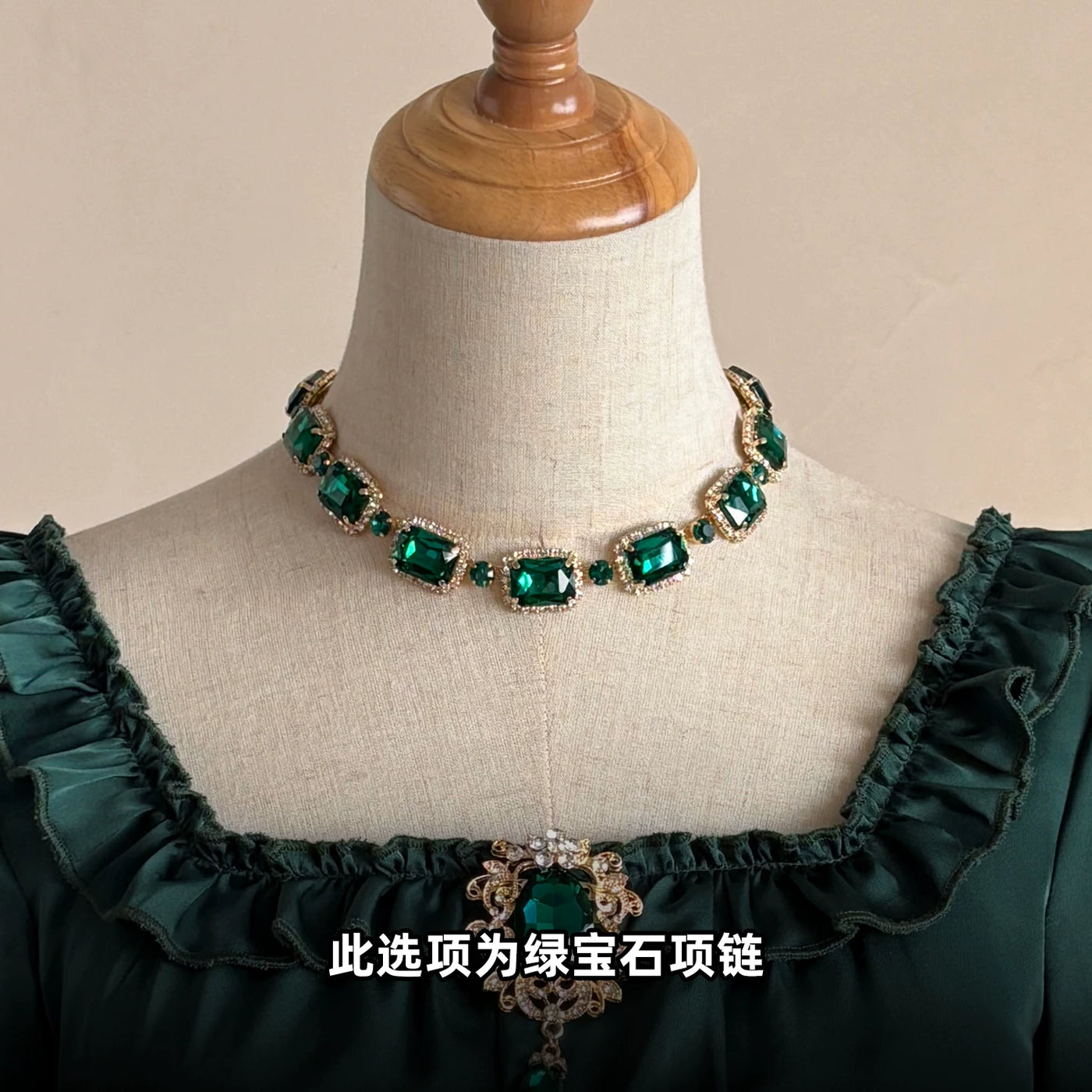 Moon Lily - Luminous Gemstone - Satin Empire Waist Dress with Ruched Neckline – detail view 12