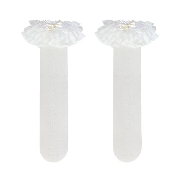 Sock Noble - Angel's Secret Garden - Lace Socks with Bow and Pearl Details