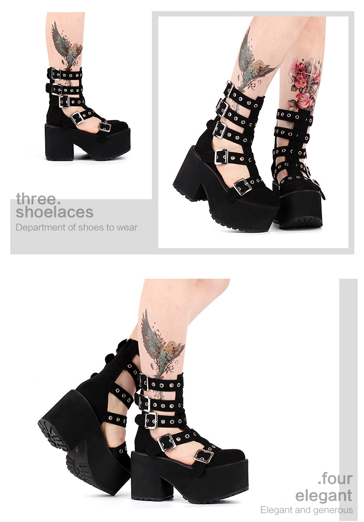 Angelic imprint - Gothic Lolita Punk Platform Boots - Sandals Shoes