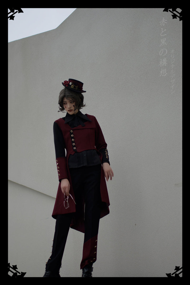 Princess Chronicles - Red and Black - Retro Ouji Lolita Handsome Black Pants