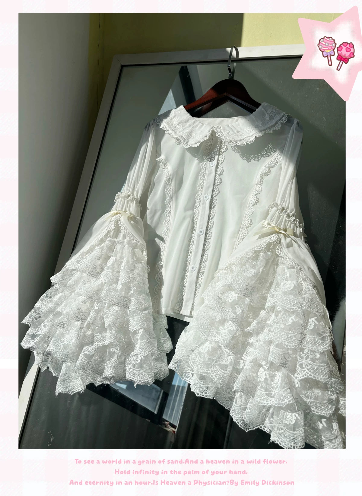Thousand Wood - Doll Inspired Lace - Chiffon Inner Blouse with Layered Lace Sleeves