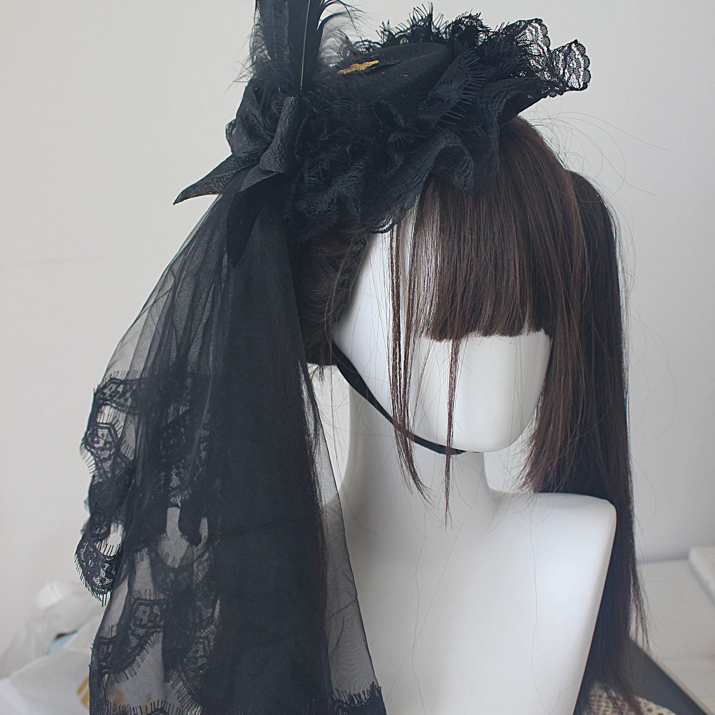 Deer Girl Handmade - Sparrow's Feather - Black and White Hat and Veil Selection