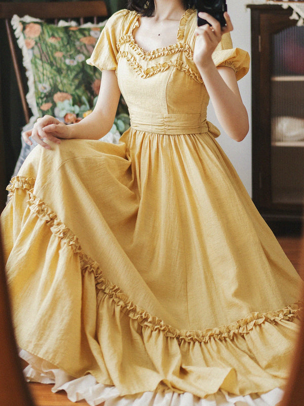 Forest Wardrobe - Forest Pastoral - Square-Neck Ruffle Dress and Underskirt - 1