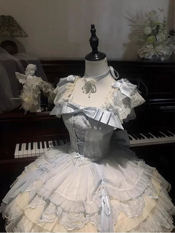 Creamy - Blue Swan Ballet - JSK Dress with Layered Lace Ruffles