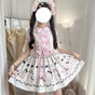 pink dress + bow + side waist belt + polka dot hair clip / S
