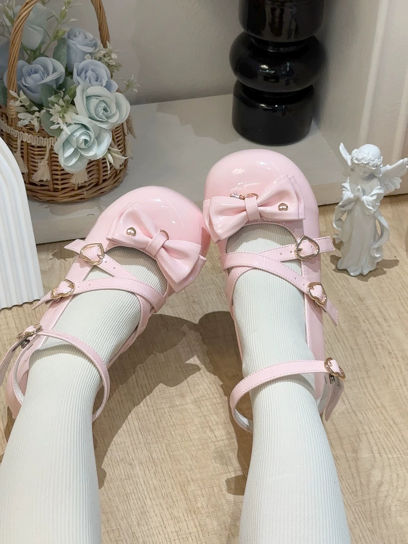 Kitten Toast – Flower Bell Cat – Lace-Up Bow Shoes in Pink — product photo 6
