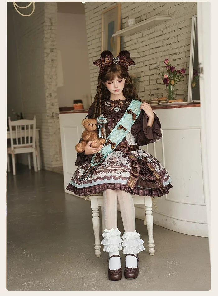 Alice Girl - Bear Chocolate Bar - Kawaii Lolita JSK & Salopette Dress