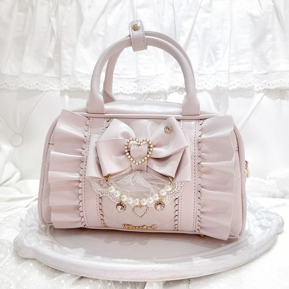 Transfer Student Showa Moonlight pink medium lace-style 2-way Boston bag