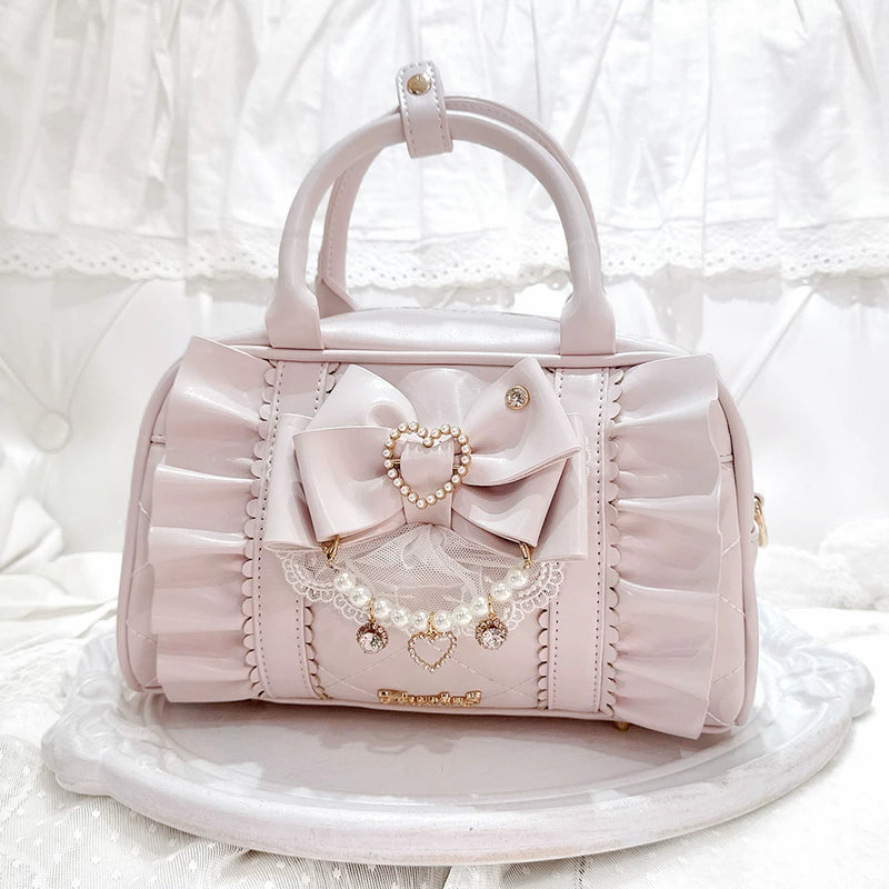 Transfer Student Showa Moonlight pink medium lace-style 2-way Boston bag