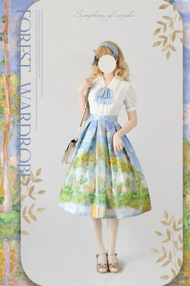 Forest Wardrobe - Forest Basket - Monet Art-Print Skirt or Blouse - 5