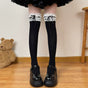 Black socks, black ribbon, over-the-knee socks / One Size
