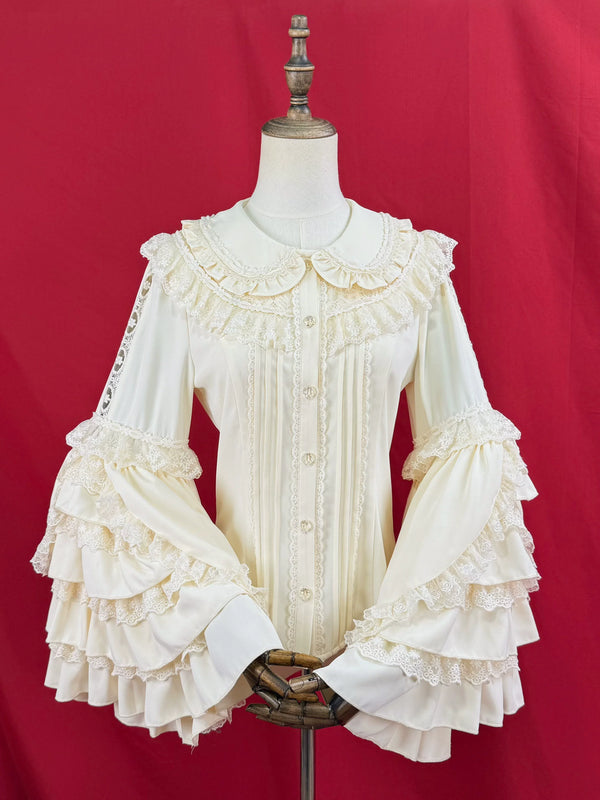 DMFS Lolita - Snow Mochi - Classic Lolita Hime Sleeve Shirt, Lace Accent