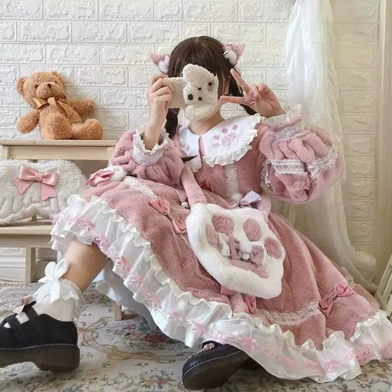 Yueele - Winter Ribbon - Plus-Size Sweet Lolita OP Dress - detail view 4