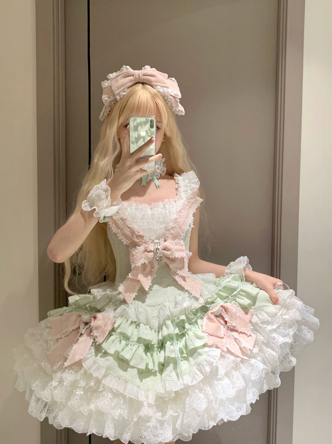 Alice - Dream Bouquet - Lolita Skirt with Tiered Ruffles and Optional Train
