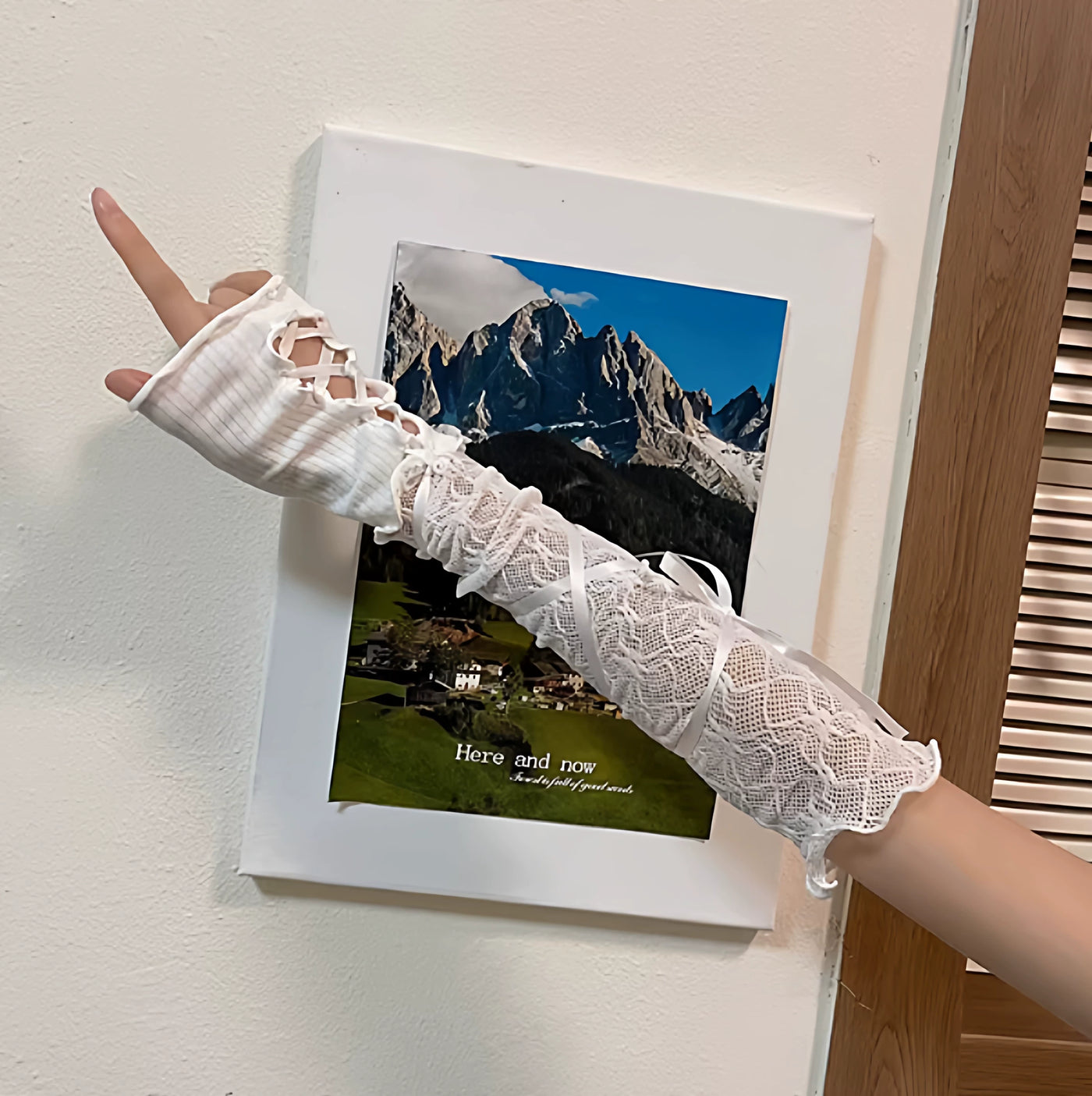 Fantasy Doll - Ribbon Lace-Up - Lace-Trimmed Arm Sleeves with Ribbon Ties
