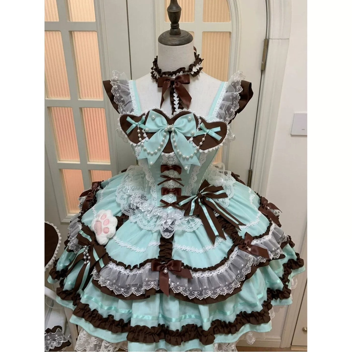 Creamy - Mint Chocolate Ruffle - JSK Dress Set with a Train