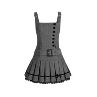 With PUJI - Grey - Classic Lolita Outfit Set, Adjustable Straps - Ultra-short vest dress with adjustable straps, pre-sale, shipping gradually from October 7 / S