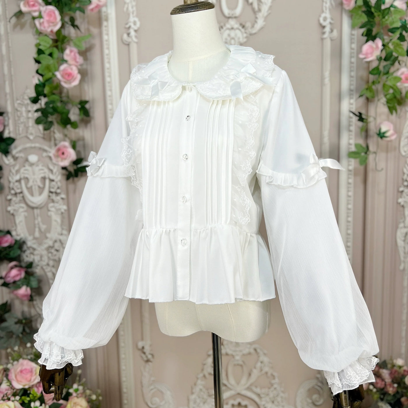 DMFS Lolita - Sweet Lolita Blouse Double-layered - Puff Sleeves Lolita Shirt Innerwear