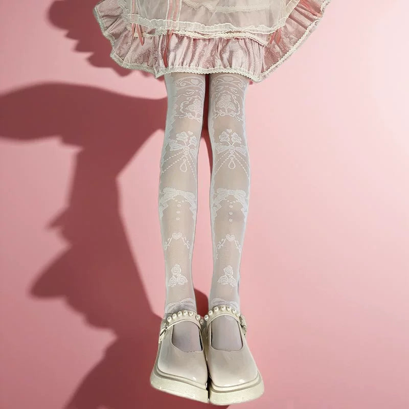 Fantasy Doll - Crossed Bow - Over-the-Knee Socks with Crossed Ribbon Detail