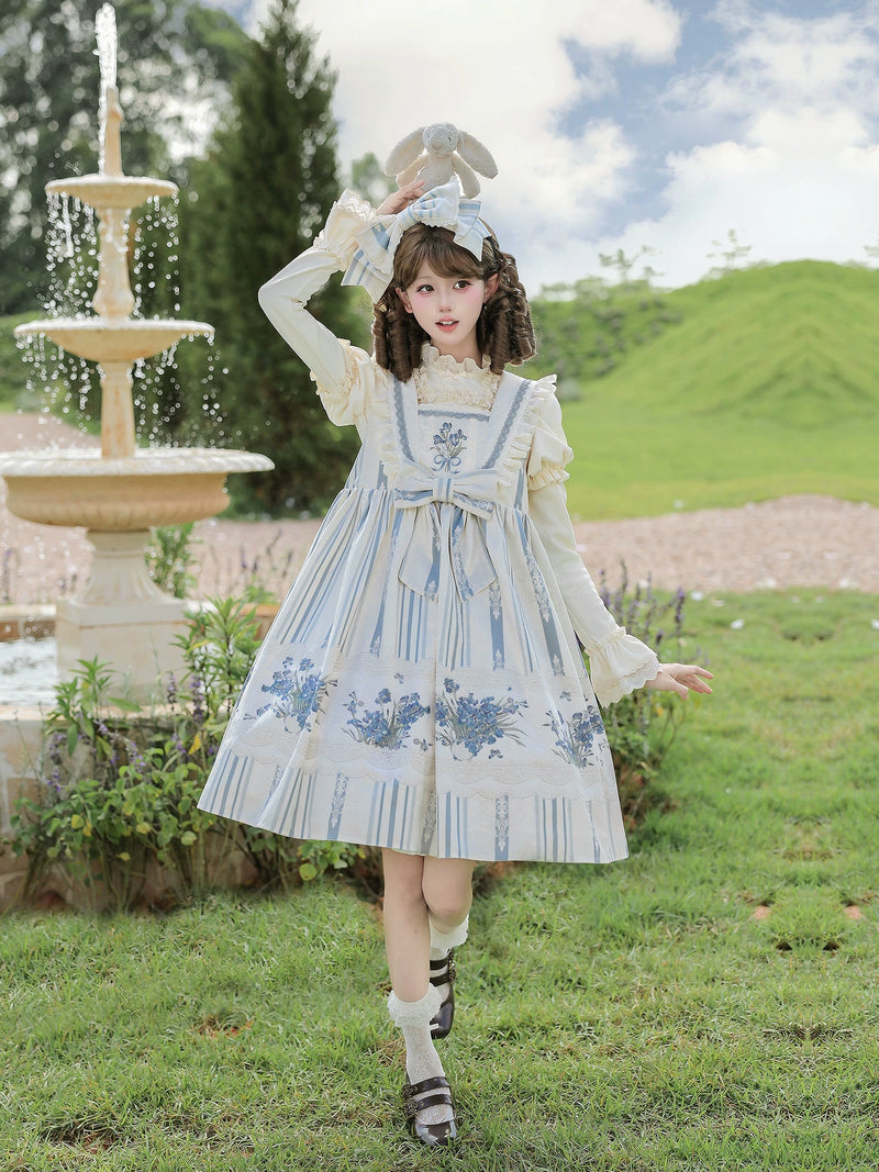 With PUJI - Wind Floc - Classic Lolita Top, Ruffle Trim & Stand Collar detail view 3