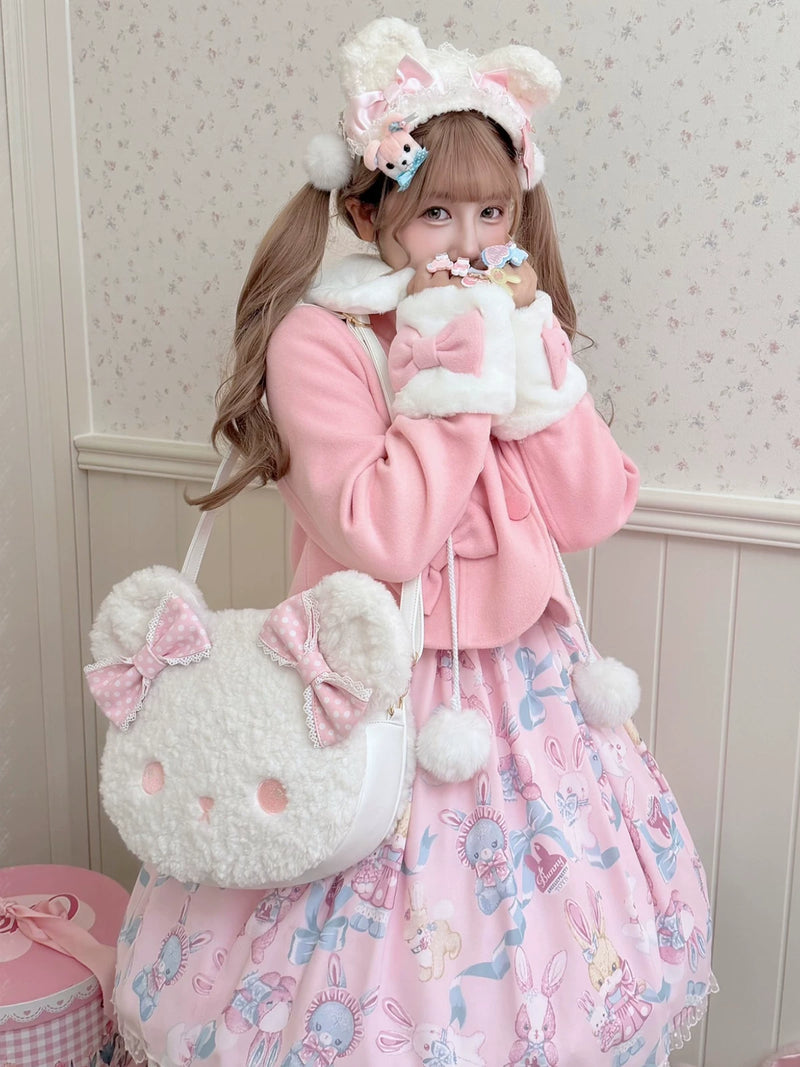 sheeppuff - Bear Biscuit - Plush Bear Bag with Polka-Dot Bows