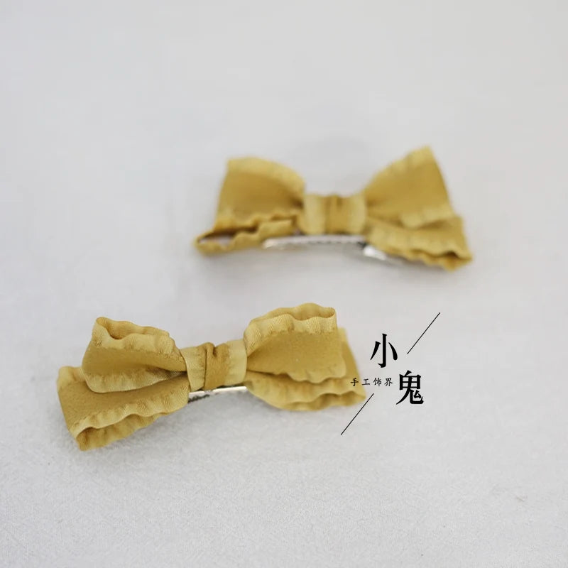 Xiaogui - Cute Lolita Headwear Ponytail Hairclips Daily Lolita Accessories a pair of ginger yellow hairclips
