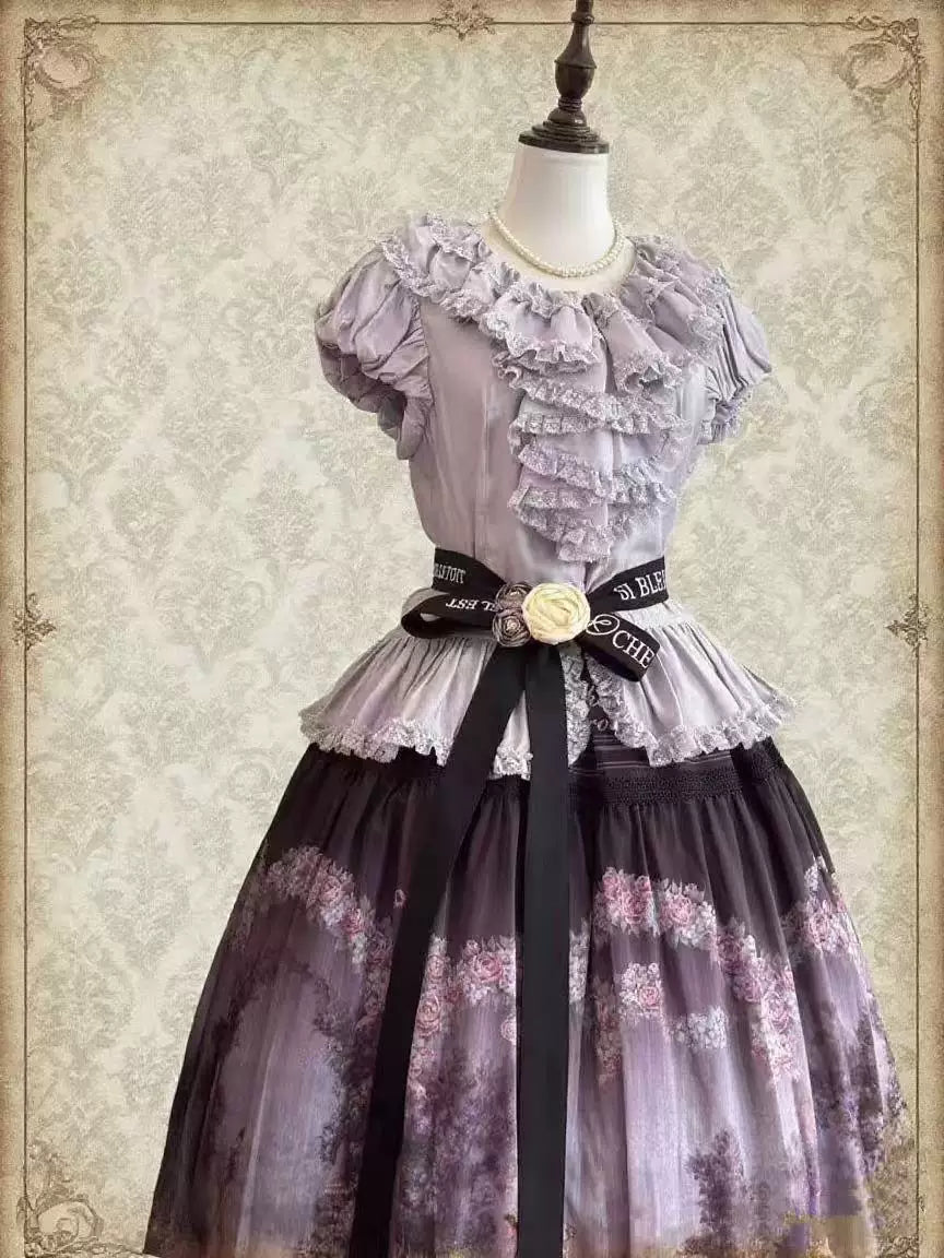 Sweetheart Dream Machine - Holiday Ruffle - Blouse with Cascading Lace Ruffles