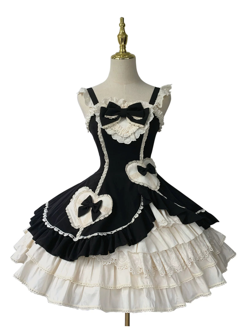Zhijinyuan Cream Bud Doll JSK — Black doll JSK on a mannequin