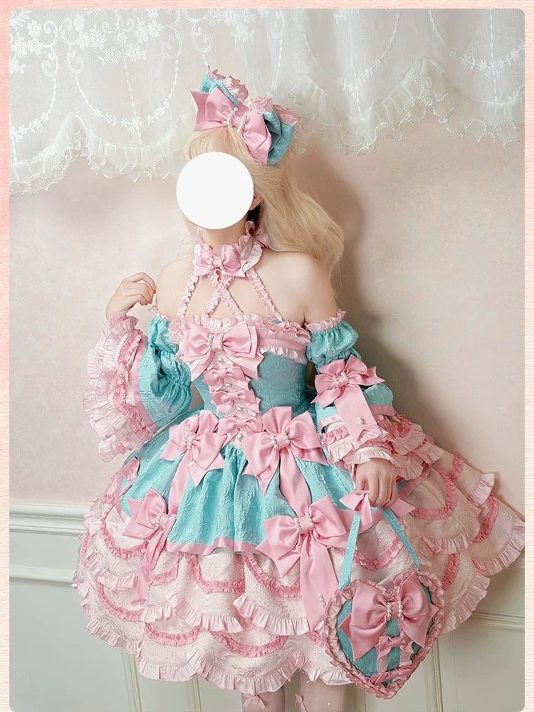 Alice Girl - Sweetheart Petal - Color Block Sweet Lolita KC, Heart-shaped Bag