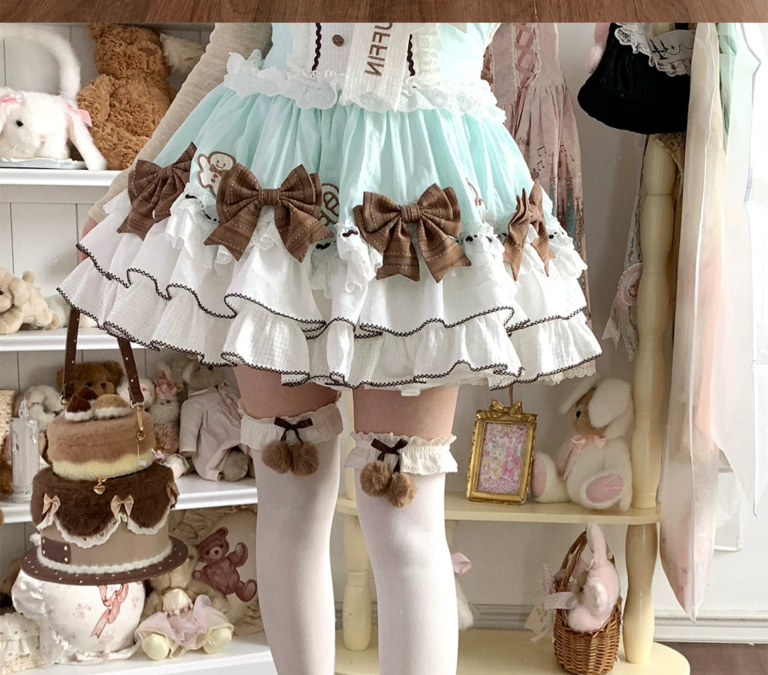 roji roji white pom-pom lace socks with bows