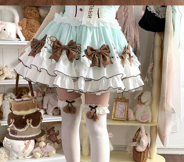 roji roji white pom-pom lace socks with bows