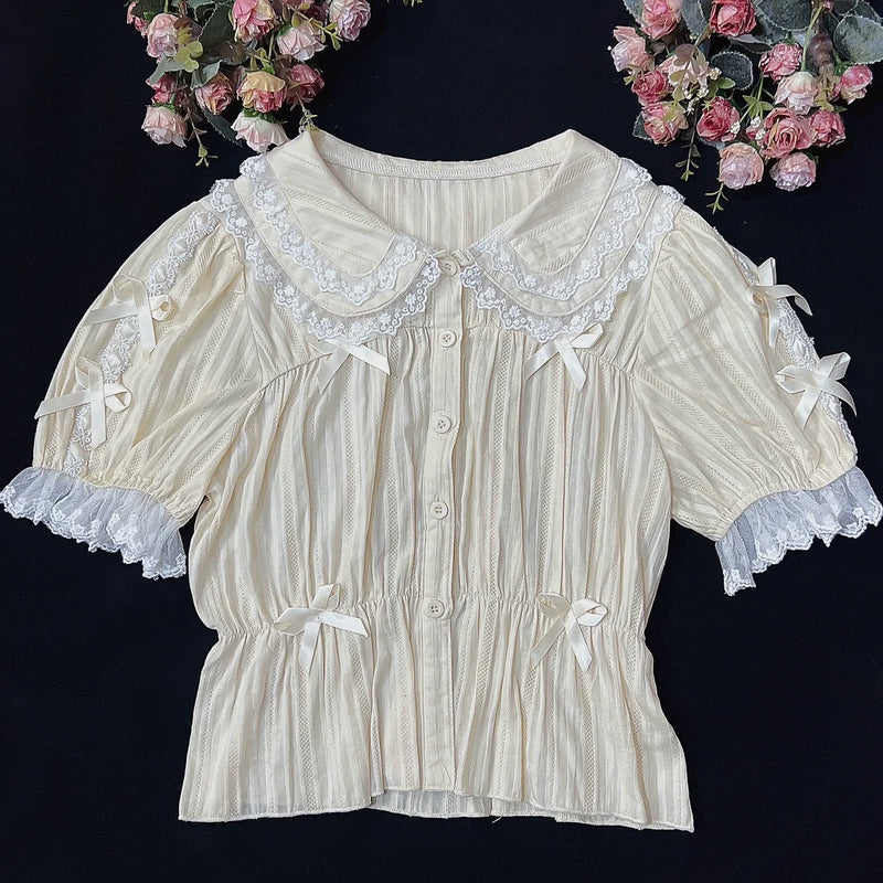 DMFS Lolita - Sweet Lolita Shirt Doll Collar - Blouse High-waisted Innerwear