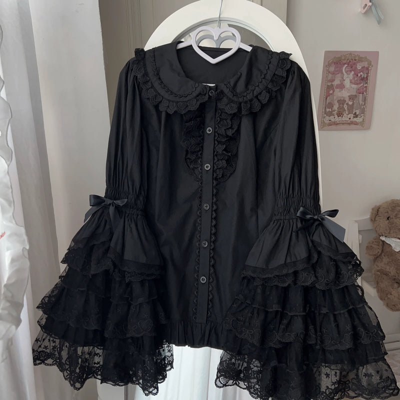 Love Overture - Sweet Lolita Blouse Princess Sleeves Lolita Shirt S Black