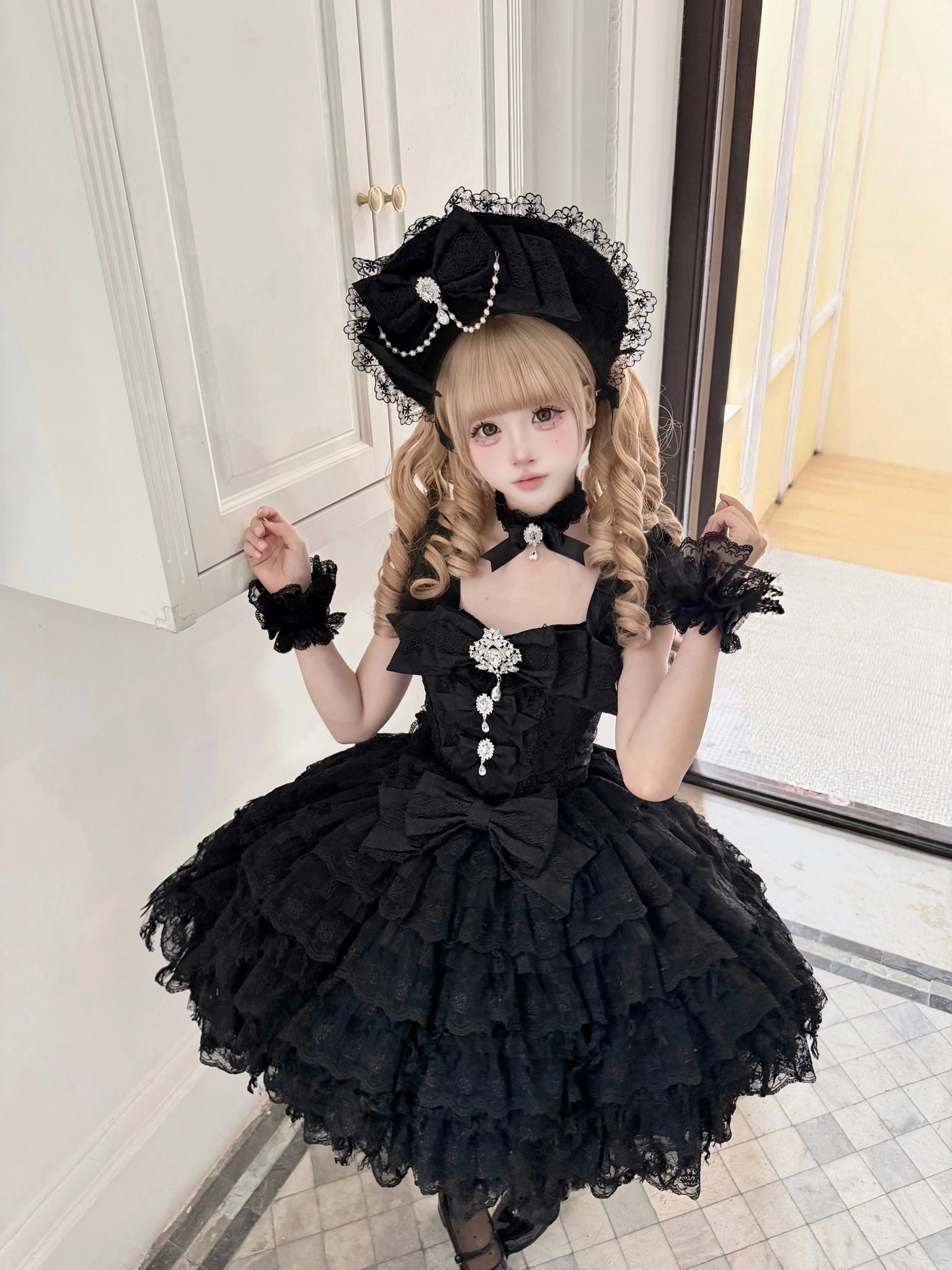 Sugar Girl - Snow Feather - Wedding Sweet Lolita JSK Dress, Multi-layered Lace Skirt