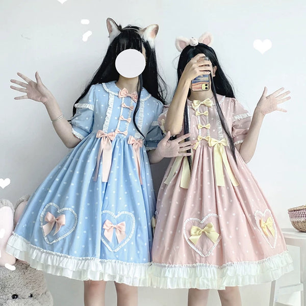 Yueele - Blue Rose Summer - Plus-Size Sweet Lolita OP Dress - front view