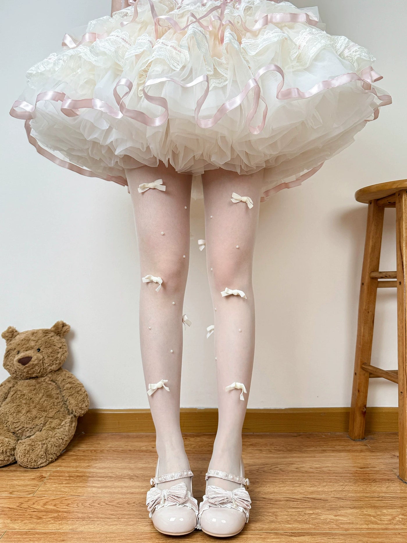 Chubby Bear Tales - Ballet Bow Collection - Tights with Decorative Bow and Motif Variations
