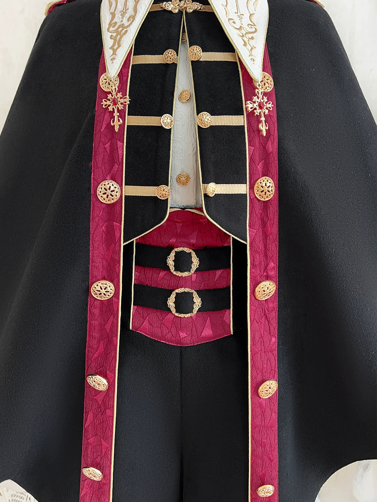 Your Princess - Vampire Youth - Ouji Lolita Bat Shaped Cape Set, Gold Embroidery & Red Accents