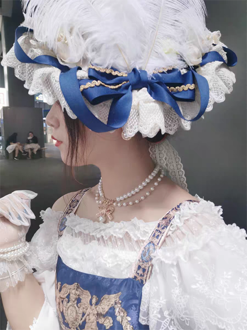Rose of Sharon - Pearl Chain Lace Bow Lolita Kawaii - Necklace Neckwear