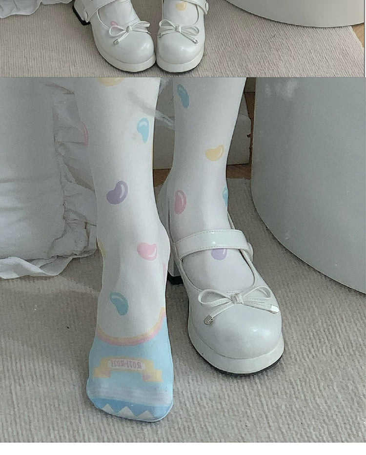 roji roji - Candy Bag - Printed Over-the-Knee Socks with Candy Motifs