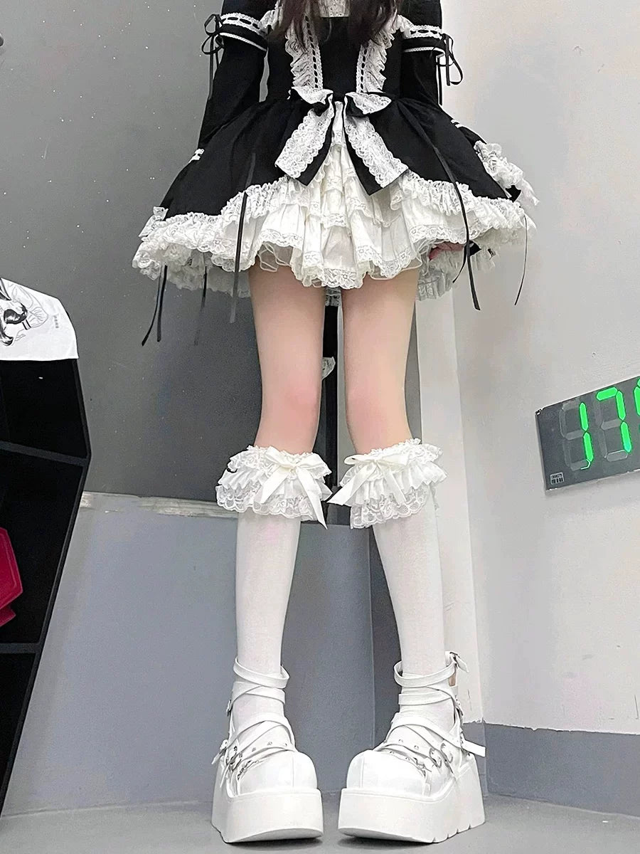 Fantasy Doll - Autumn Winter Lace Bow - Calf and Short Socks with Lace, Ribbons and Bows