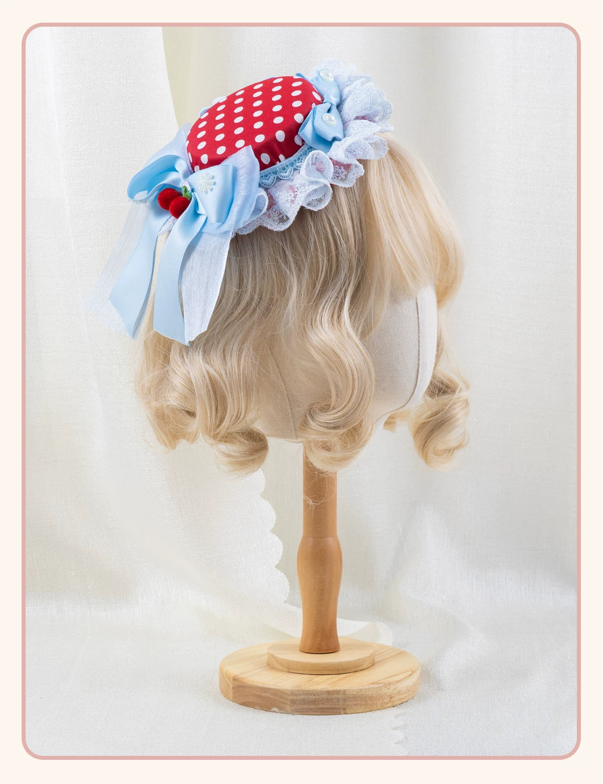 Stardust Rose - Strawberry Polka Dot - Six-Style Headwear Selection with Ice-Blue Ribbons