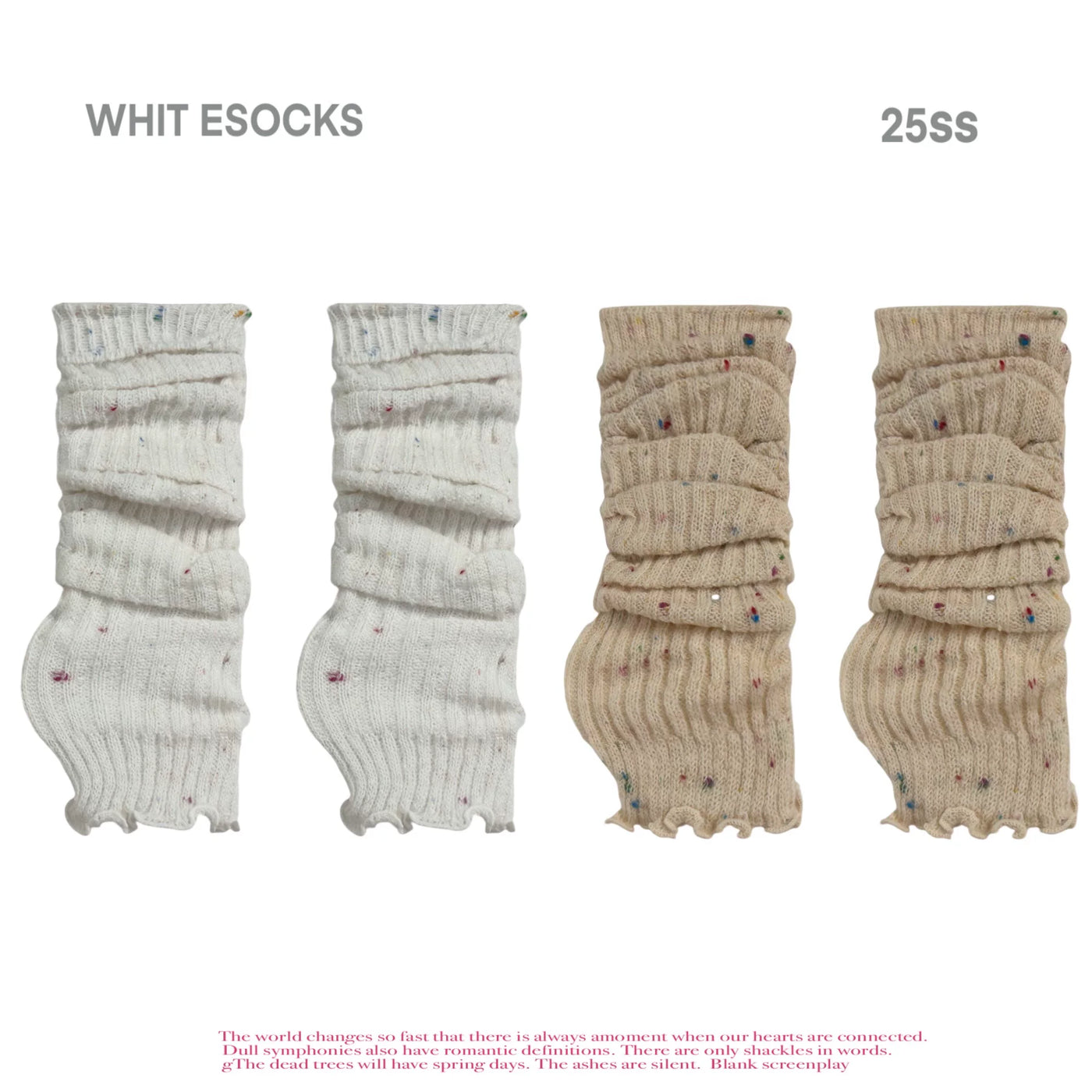 White Socks - Colorful Dot Knit - Slouch Leg Warmers with Colorful Dots