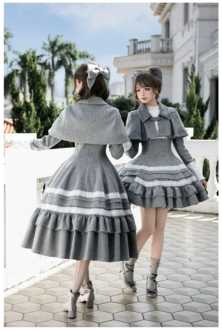 With PUJI - Reminisce - Pile Classic Lolita Dress, Detachable Cape