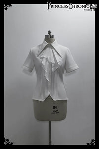 Princess Chronicles - The Dawn of Arrival - Ouji Lolita Fitted Blouse with Detachable Jabot - White Shirt - in stock / S