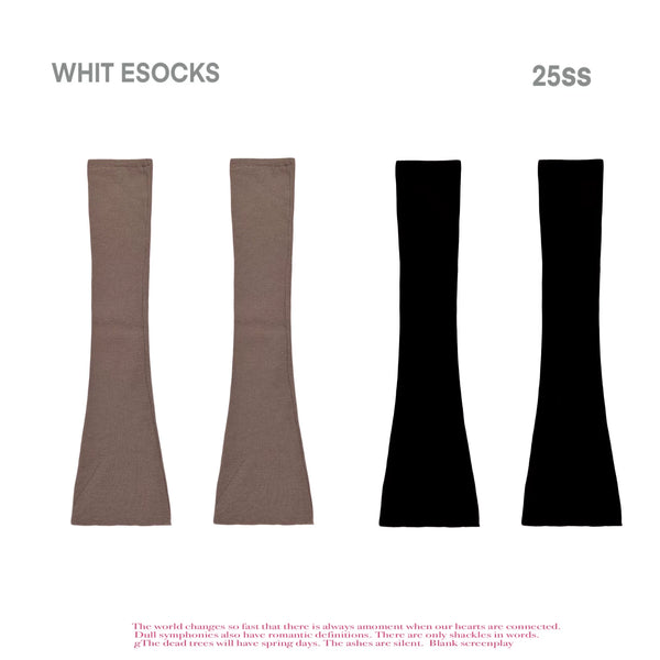 Grey over-the-knee ribbed knit sock with slouchy gathered fit and elasticized cuff