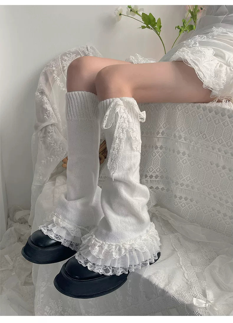 Sock Noble - Layered Lace - White Flared Sock Covers