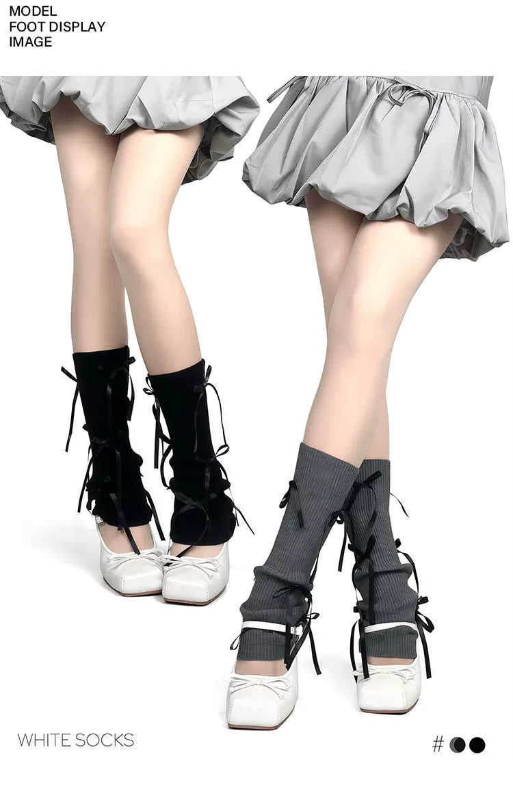 White Socks - Ribbon Ballet - Socks with ribbon bows