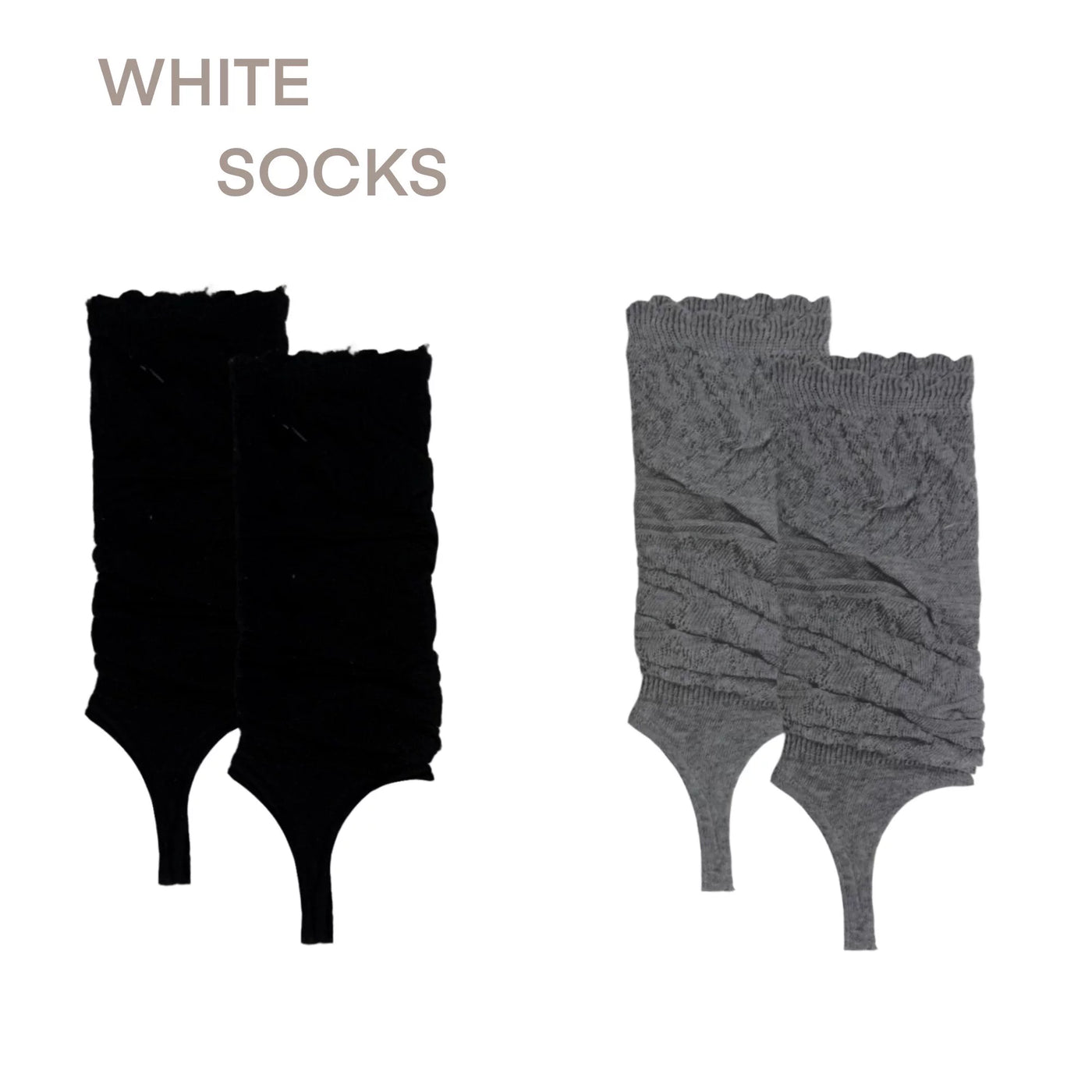 White Socks - Diamond Cutout - Stirrup Leg Warmers with diamond cutouts