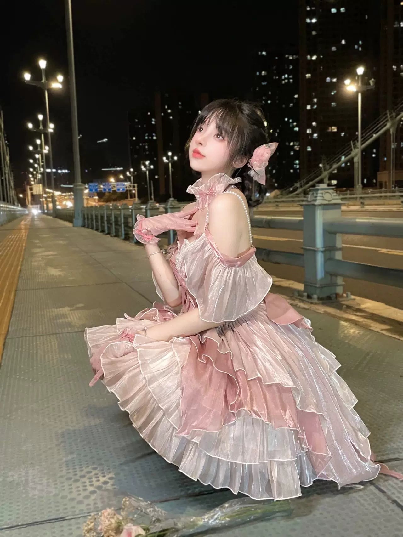 Creamy - Flower Fairy - Pink JSK Dress with Tiered Ruffles
